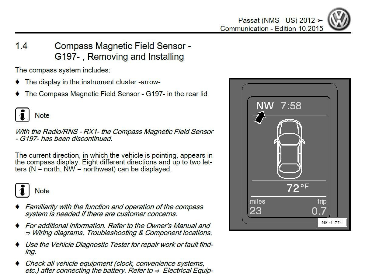 Volkswagen Passat 2012-2019 Service Workshop Manual