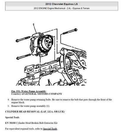 Chevrolet Equinox 2010-2012 Service Workshop Manual