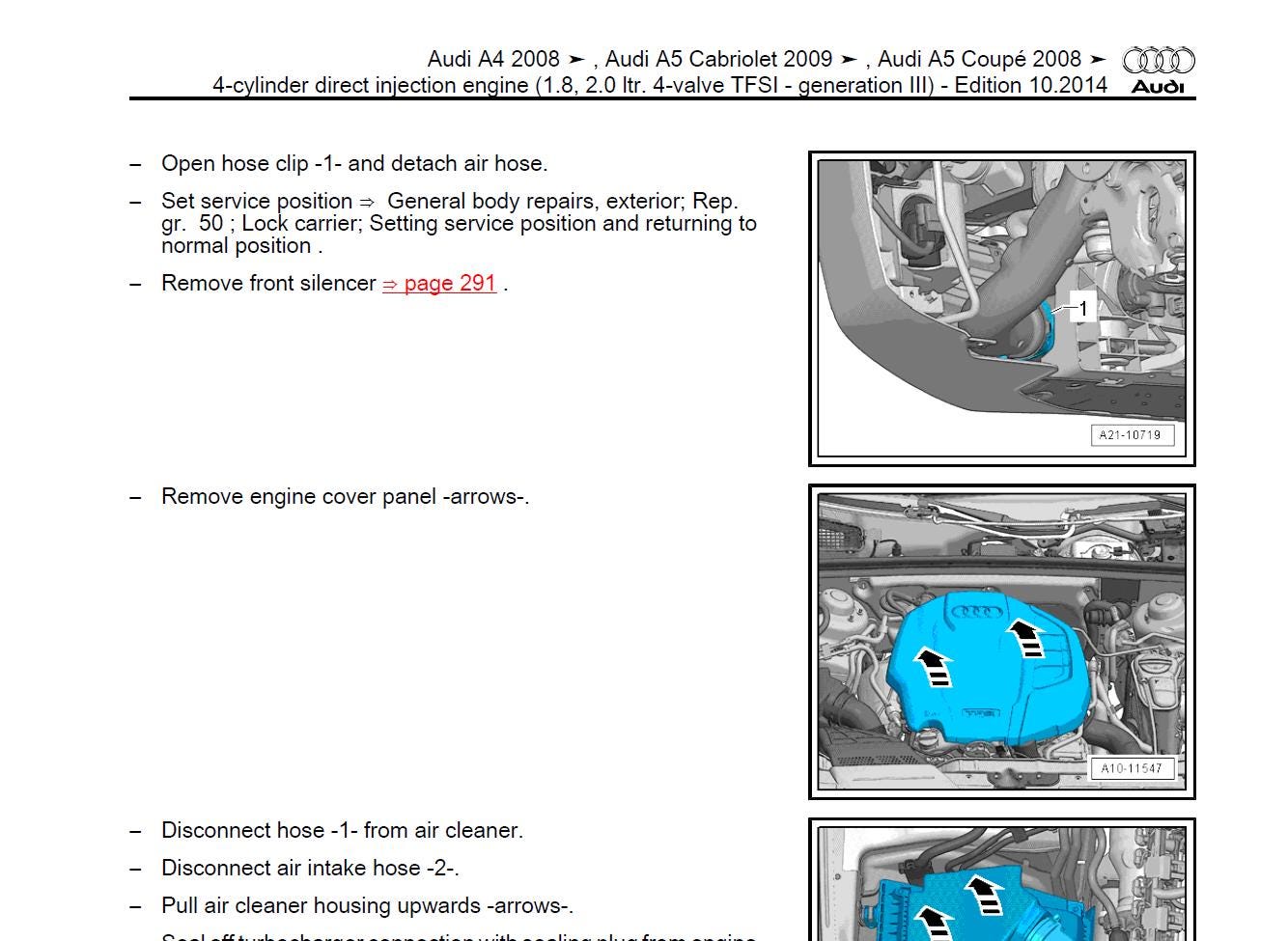 Audi A4 2015-2020 Service Workshop Manual