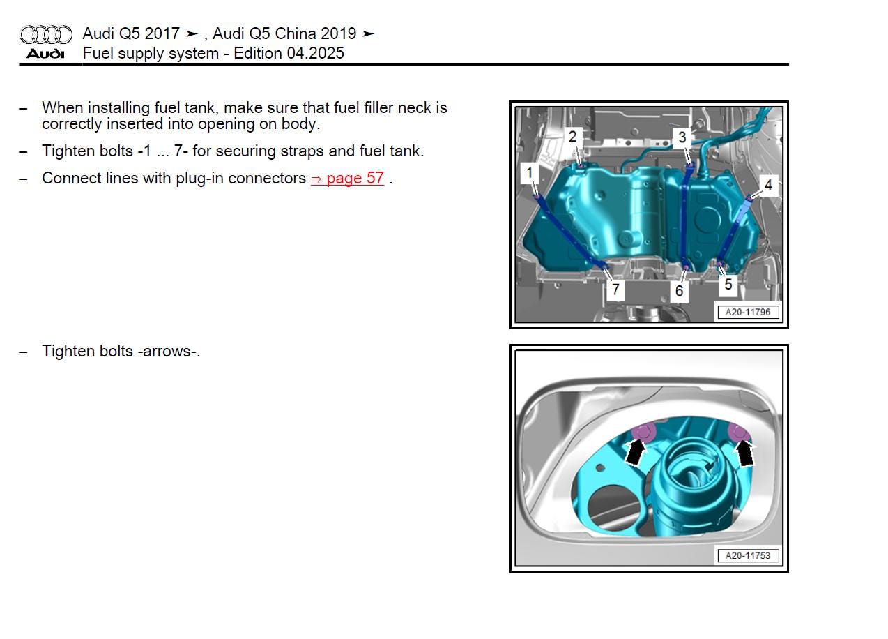 Audi Q5 2017-2024 Service Workshop Manual