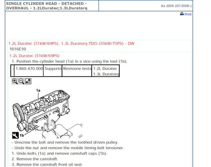 Ford KA 2008-2016 Service Workshop Manual