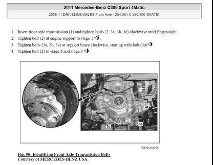 Mercedes-Benz C-Class W204 2011-2014 Service Workshop Manual