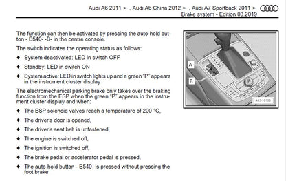 Audi A6 2011-2017 Service Workshop Manual